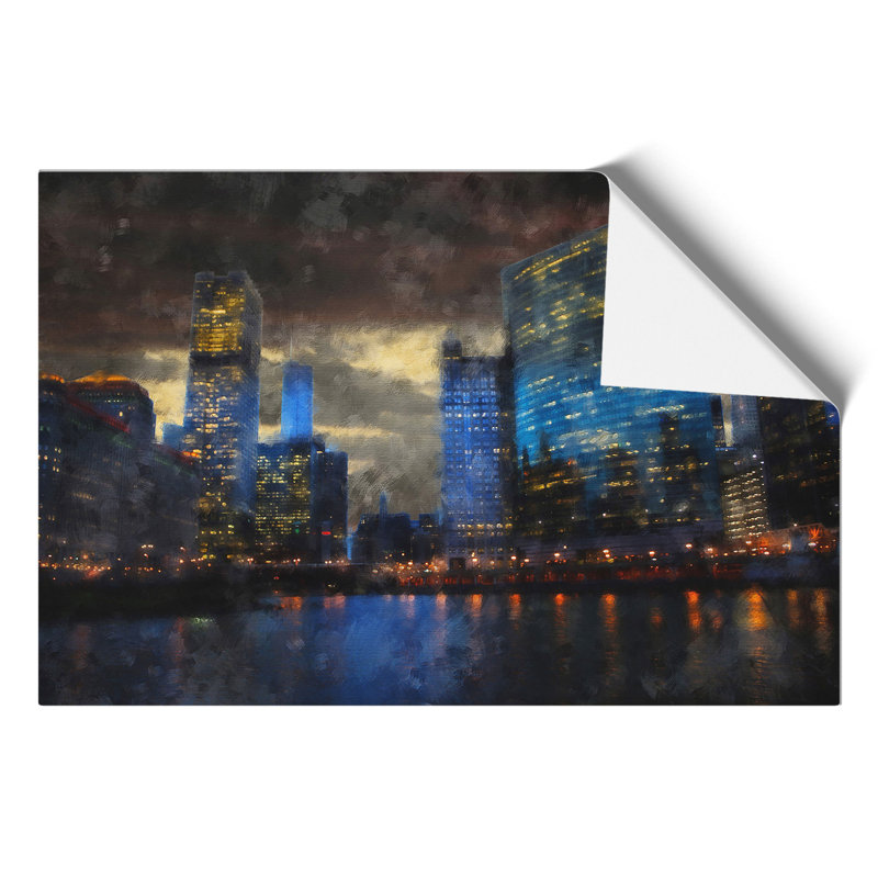 Downtown Chicago Skyline Painting - Frameless Print, 30cm H x 42cm W x 0.1cm D