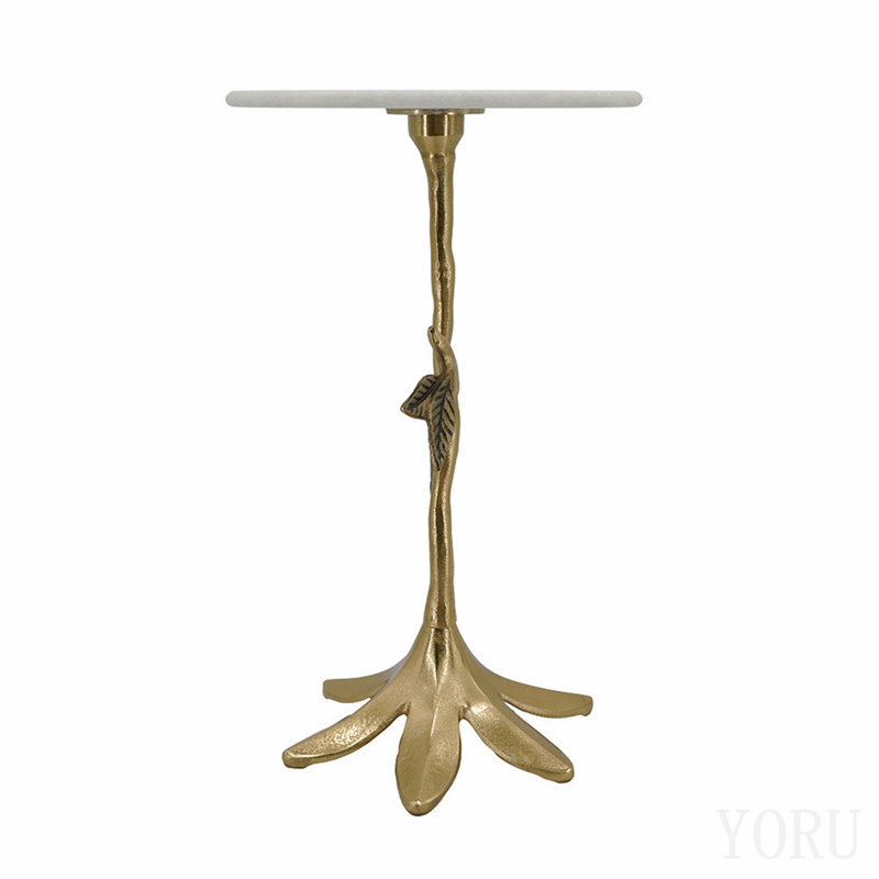 Table d'appoint à motif de branches feuillues 14 x 14 x 23,6 po