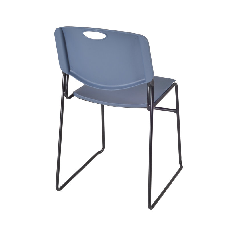 Zeng Black Metal Frame Armless Stackable Reception Chair