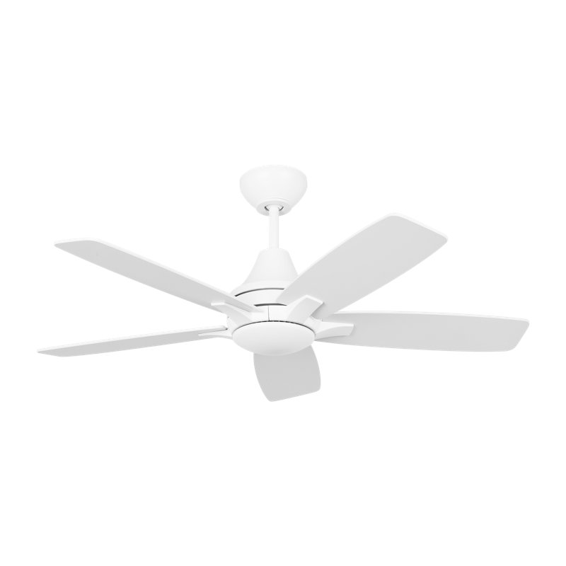 Lowden 44-inch indoor LED fan with American Walnut reversible blades with light kit included, Matte White
