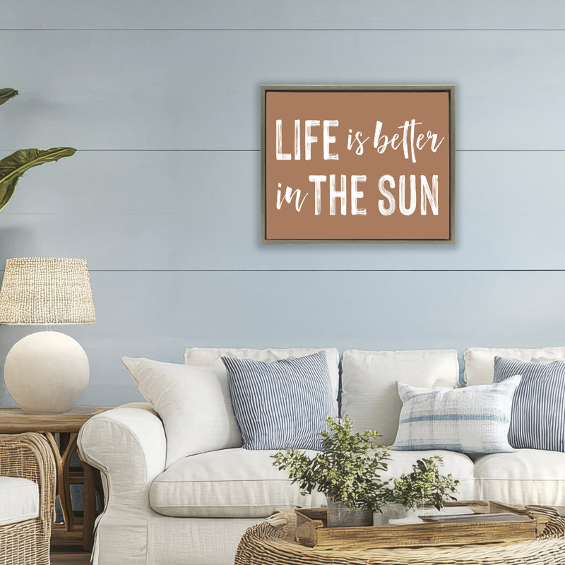 Cadre flottant Life Better In Sun Brown, H 17 po x l 21 po, Cadre flottant orme Montalcino