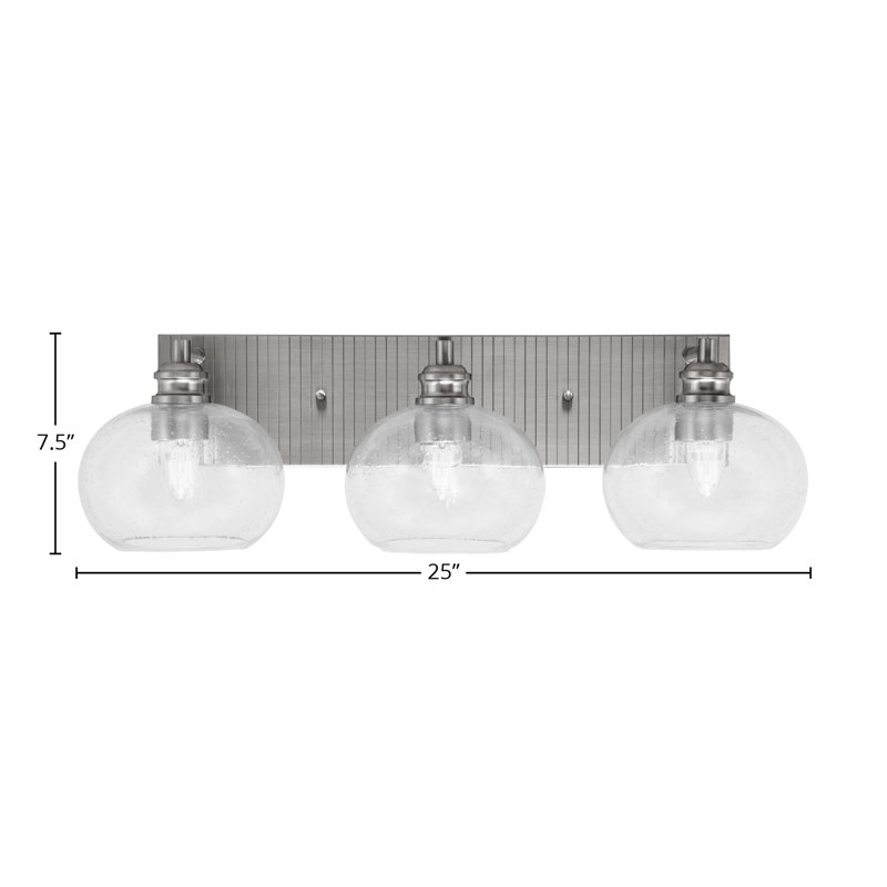 Éclairage pour meuble-lavabo 3 lumières Ashburne, Nickel brossé, Transparent