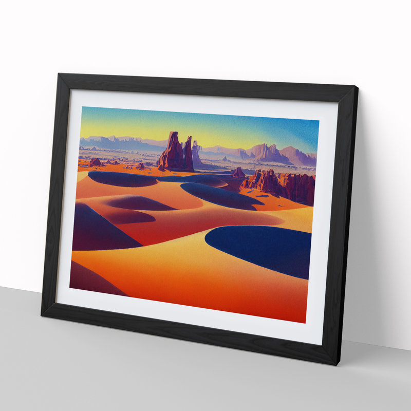 Desert View Vol.2 - Single Picture Frame Painting, 34cm H x 46cm W x 2cm D, Black