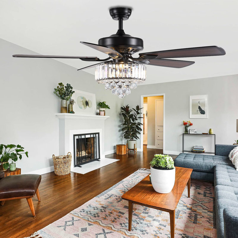 Boynton 52" Black Ceiling Fan with Light Kit and Reversible with Dimmable