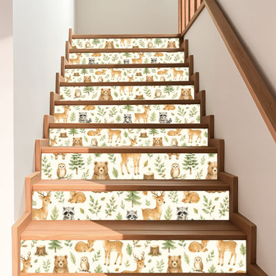 Peel and Stick Wallpaper Contact Paper Watercolor forest animal clipart Cute woodland characters Bear raccoon Self Adhesive and Removable 17.7in x 118in(45x300cm)