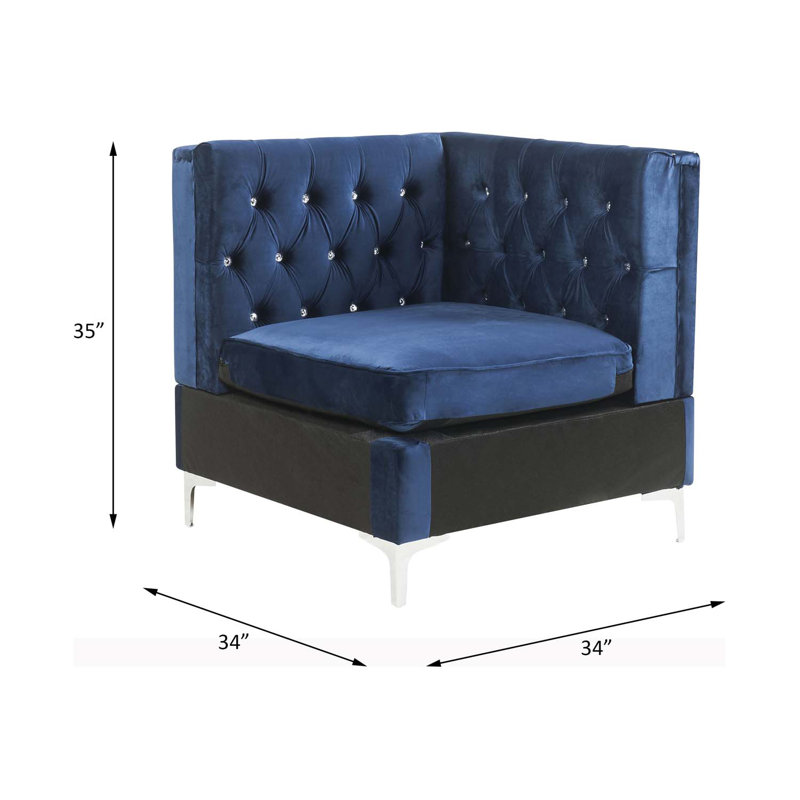 Jaszira modulaire - Wedge, velours bleu, Bleu