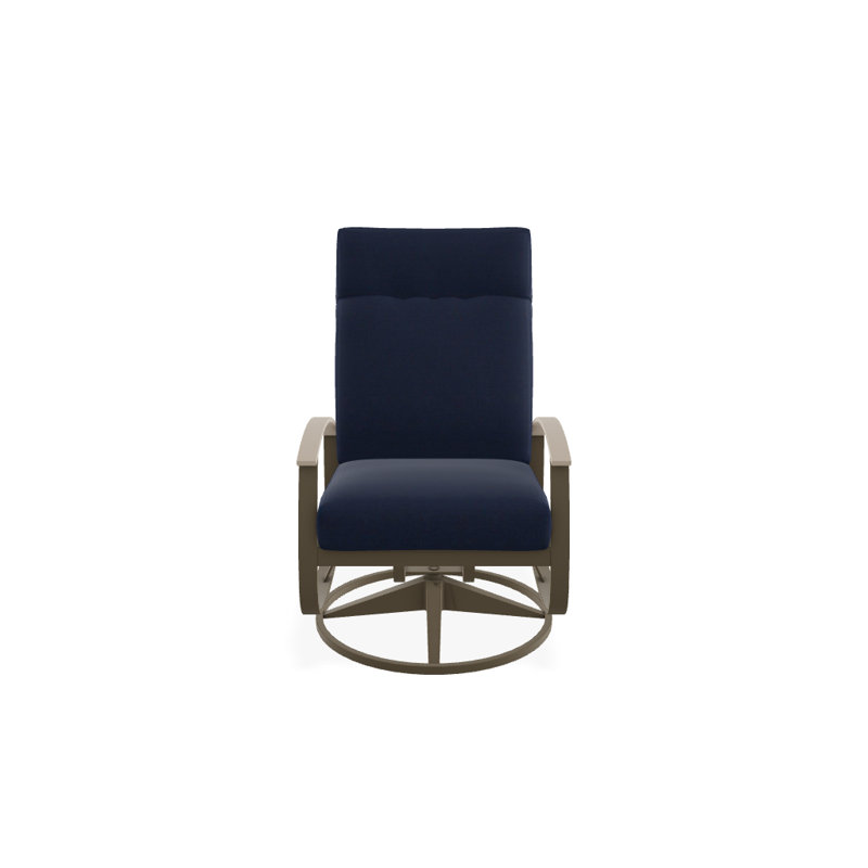 Chaise de patio pivotante avec coussins Askar, Mélange indigo, Bois de plage texturé, Désert P60