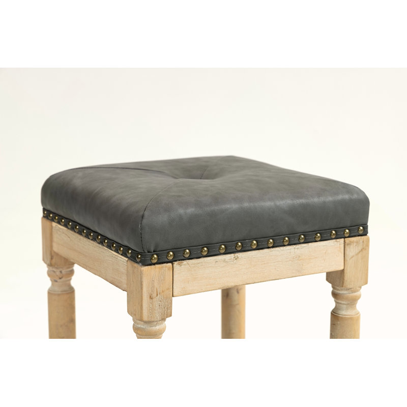 Ensemble de 2 tabourets de comptoir en bois touffeté 26 pouces