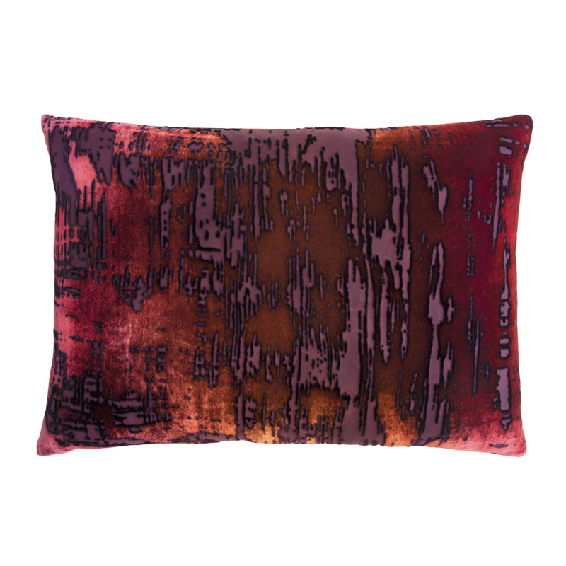 Brush Stroke Lumbar Pillow Cover & Insert, Wildberry, 14" H x 20" W