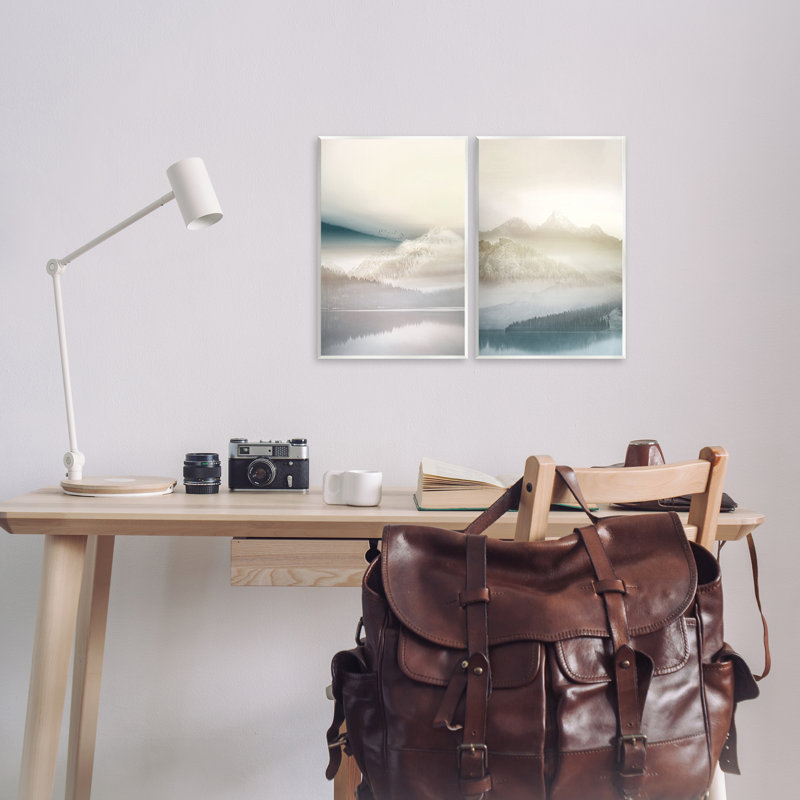 Ensemble de 2 plaques murales Mountain Peaks & Neutral Lake, design par Gemma Bardot, H 15 po x l 10 po