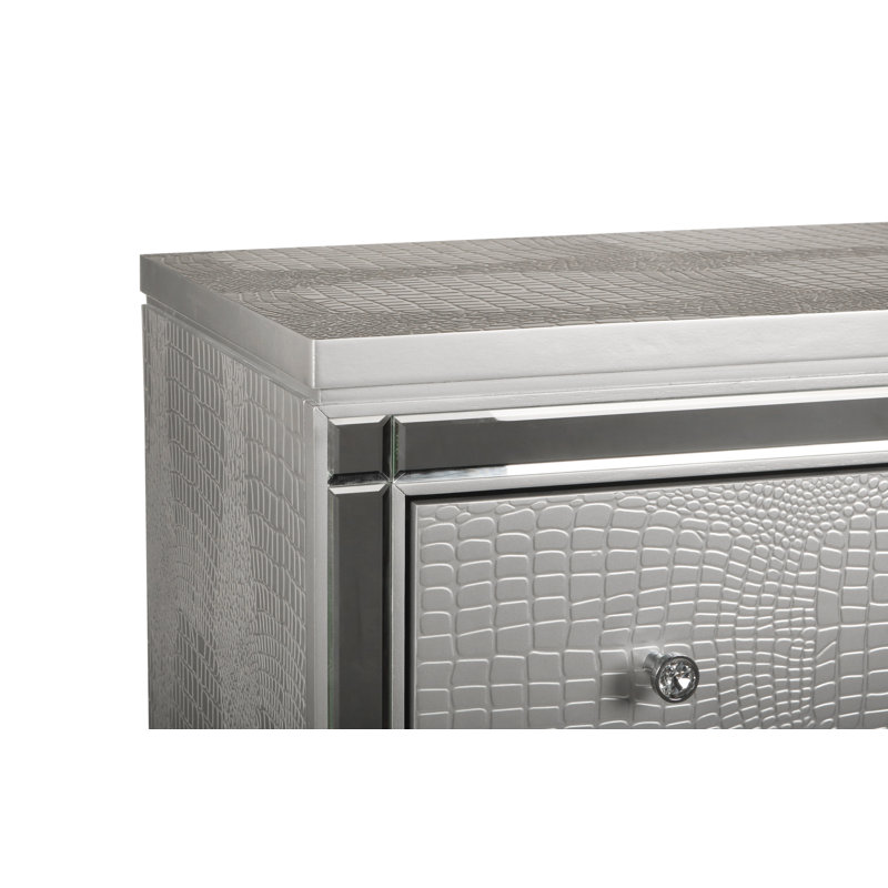Commode 5 tiroirs Sherley, Argent