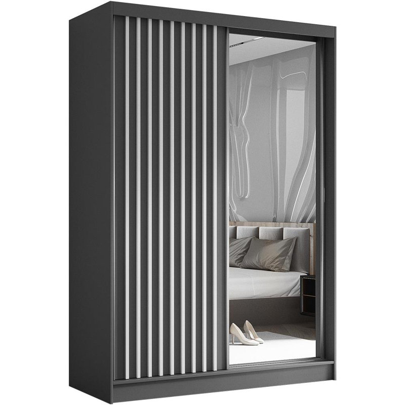 Ascher 2 Door Sliding Wardrobe, Dark Gray