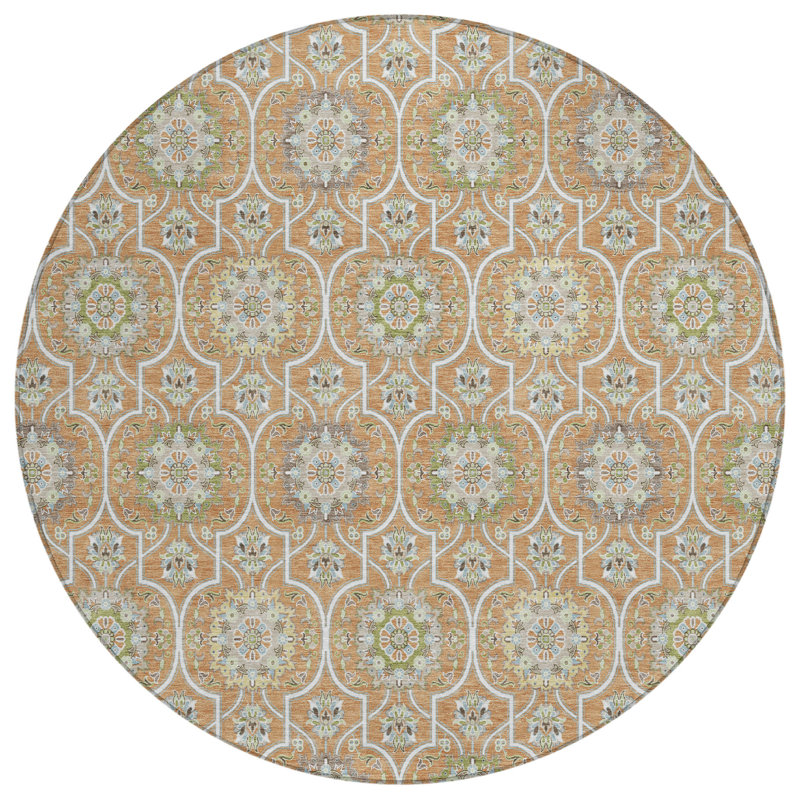 Machine Washable Indoor/Outdoor Chantille ACN2670 Modern Rug, 8' Round, Copper