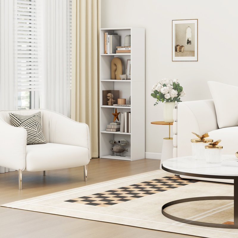  Luder Reversible Color Open Shelf Bookcase, (5 Shelves) 52"H x 15.8"W x 9.4"D, White