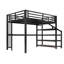 Lit mezzanine en métal avec lumières DEL et ports USB Lit avec filets en fer multifonctionnels et bureau-1733171229