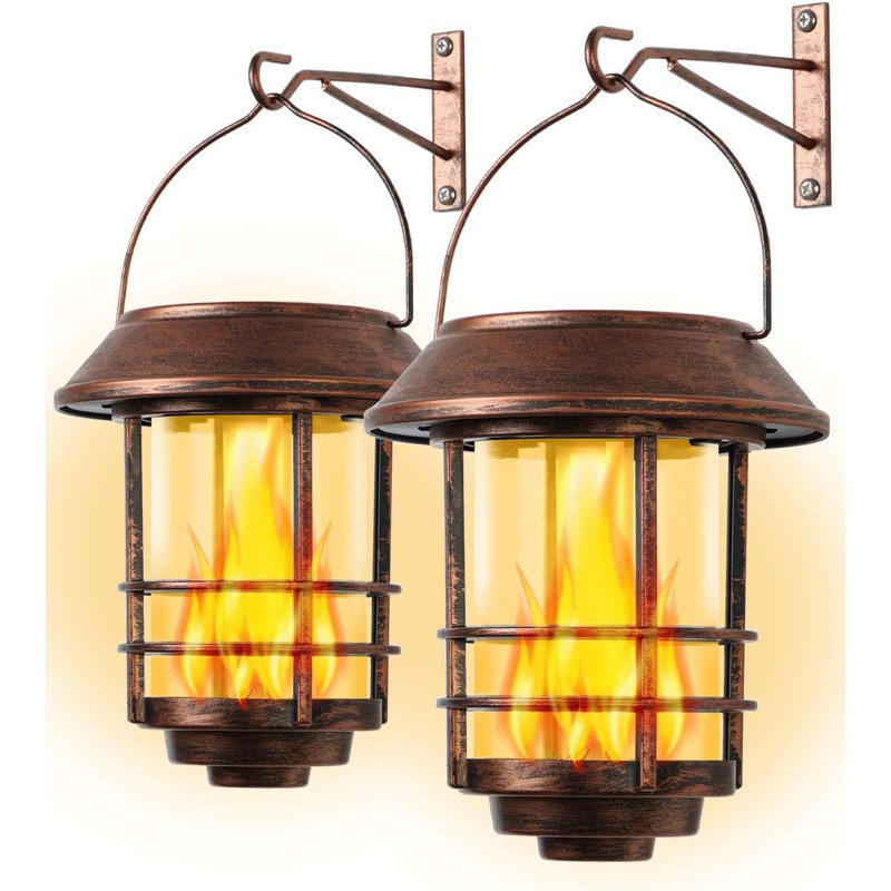 Lanternes solaires décoratives suspendues d'extérieur AWW (lot de 2), étanches IP, avec une lueur vacillante imitant une flamme.