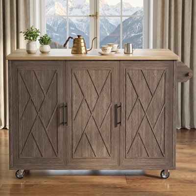 51.2" Kitchen Island Cart - With Drop Leaf & Towel Rack by Ivy Bronx