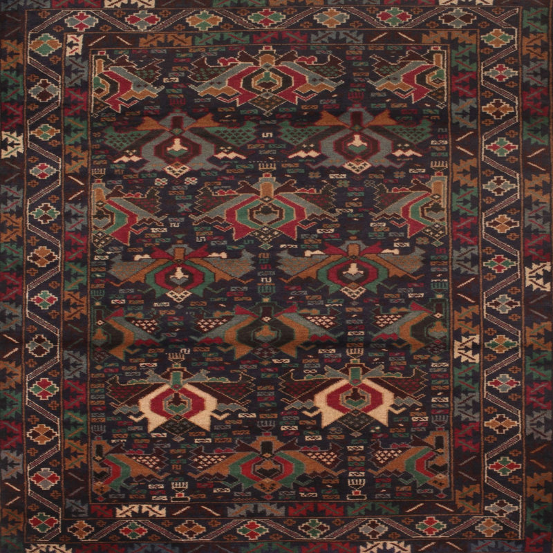 Tapis brun Southwestern, Rond 5 pi