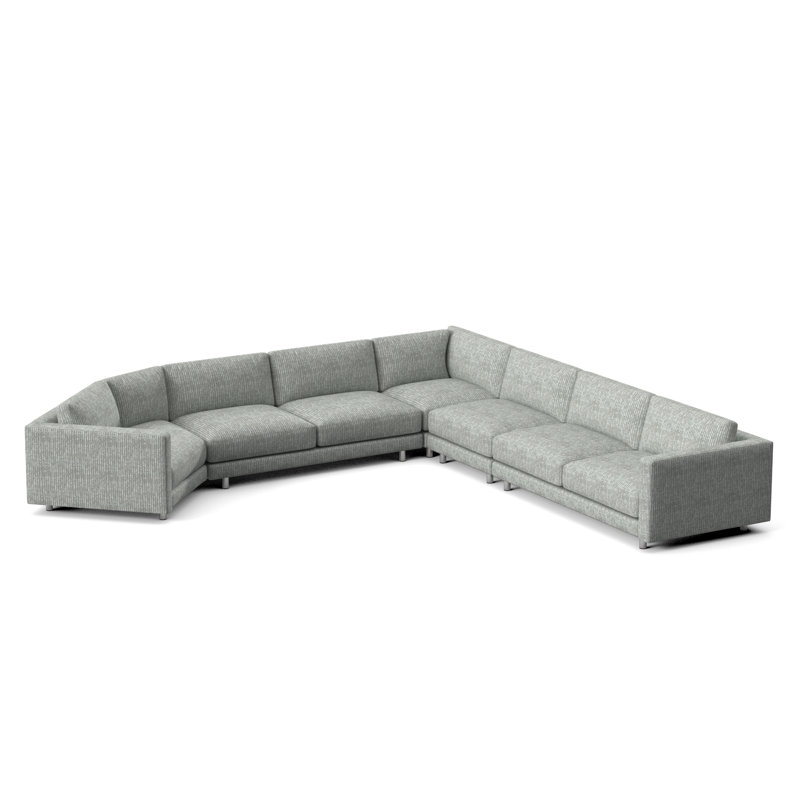 Avanni Patio Sectional with Sunbrella Cushions, Lt Grey Chenille Woven Stripe 6023-010, Silver
