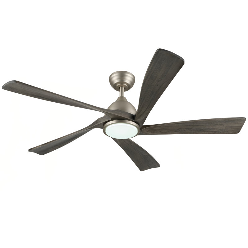 52" 5 - Blade Solid Wood Transitional Modern Dimmable Ceiling Fan with LED Light and Remote
