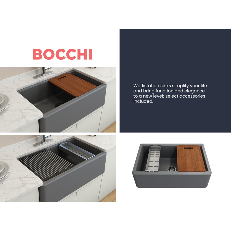 Arona 33'' L Single Basin Kitchen Sink, Concrete Gray