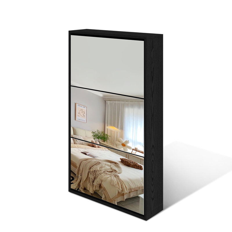 12 Pair Shoe Storage Cabinet, Black