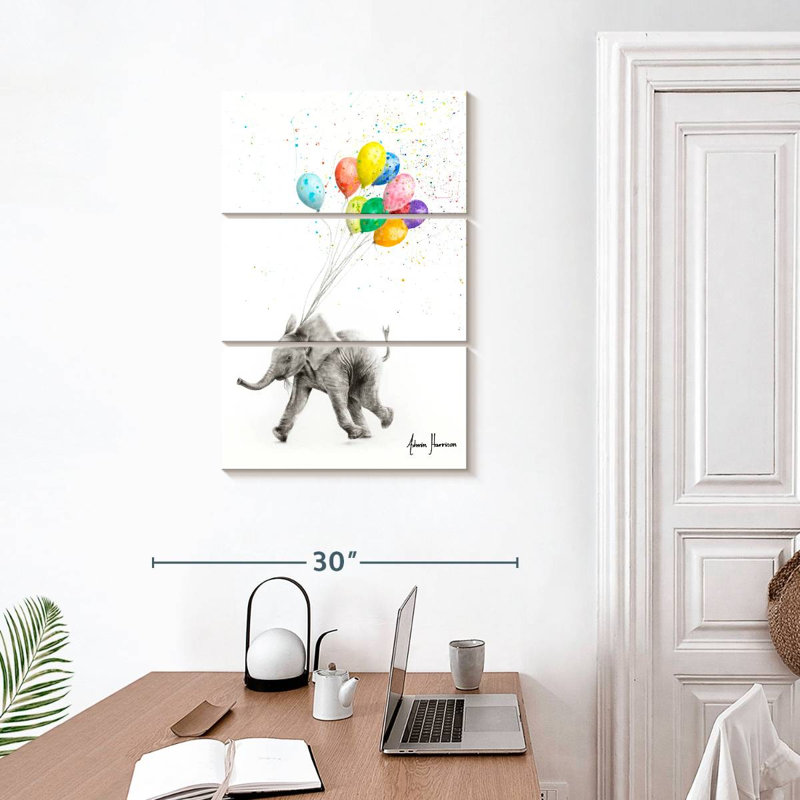 Brampt l'éléphant et les ballons, H 32 po x l 20 po