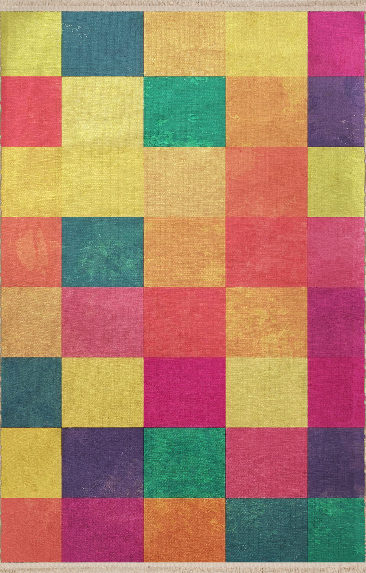 Orren Ellis Multi-Colored Geometric Pixel Square Patterned Modern ...
