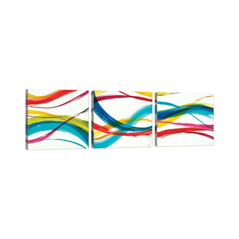 «Neon C Courants», ensemble de 3 toiles tendues (ensemble de 3)