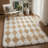 Modern Green/White Checkered Machine-Washable Shag Area Rug-376080385-376080390