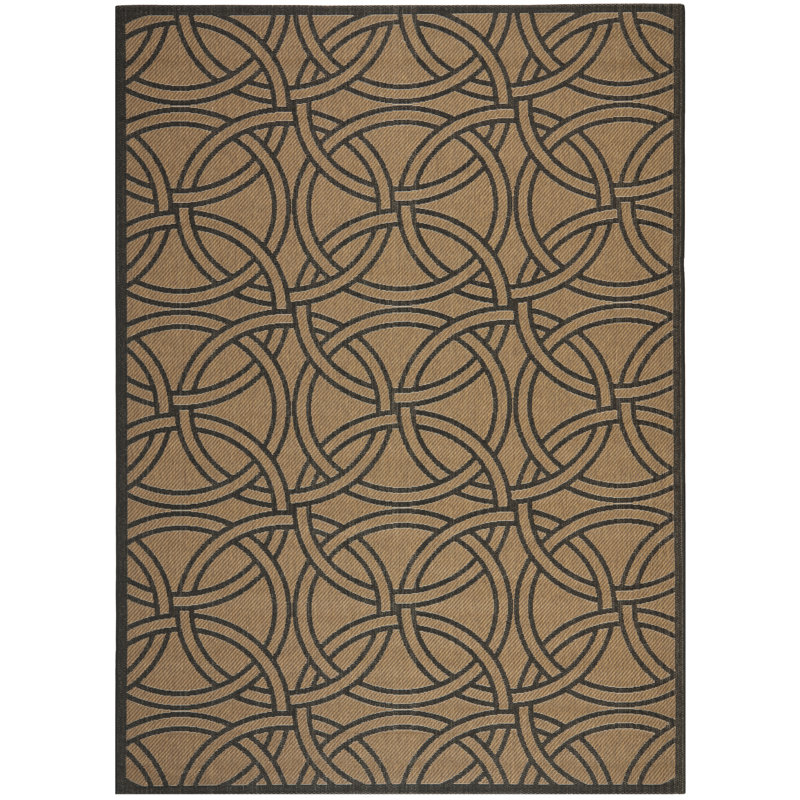 Tapis beige / noir à motif géométrique, Rectangle 4 pi x 5 pi 7 po