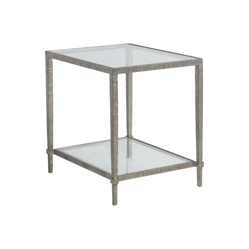 Metal Designs Claret Rectangular End Table, Silver Leaf
