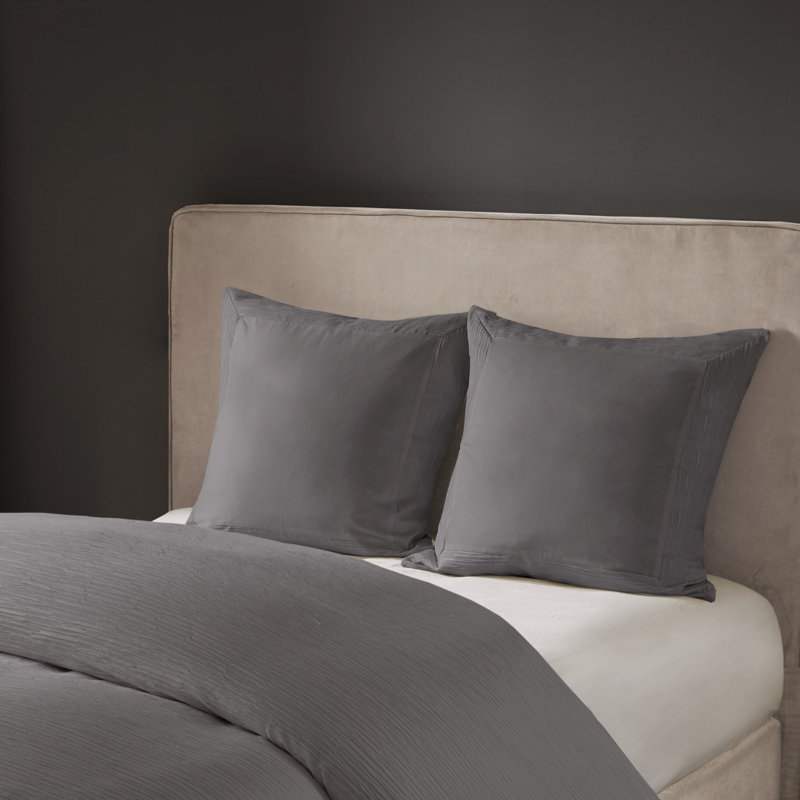 Hanae Grey Transitional Cotton Blend 26x26'' Euro Sham, Gray