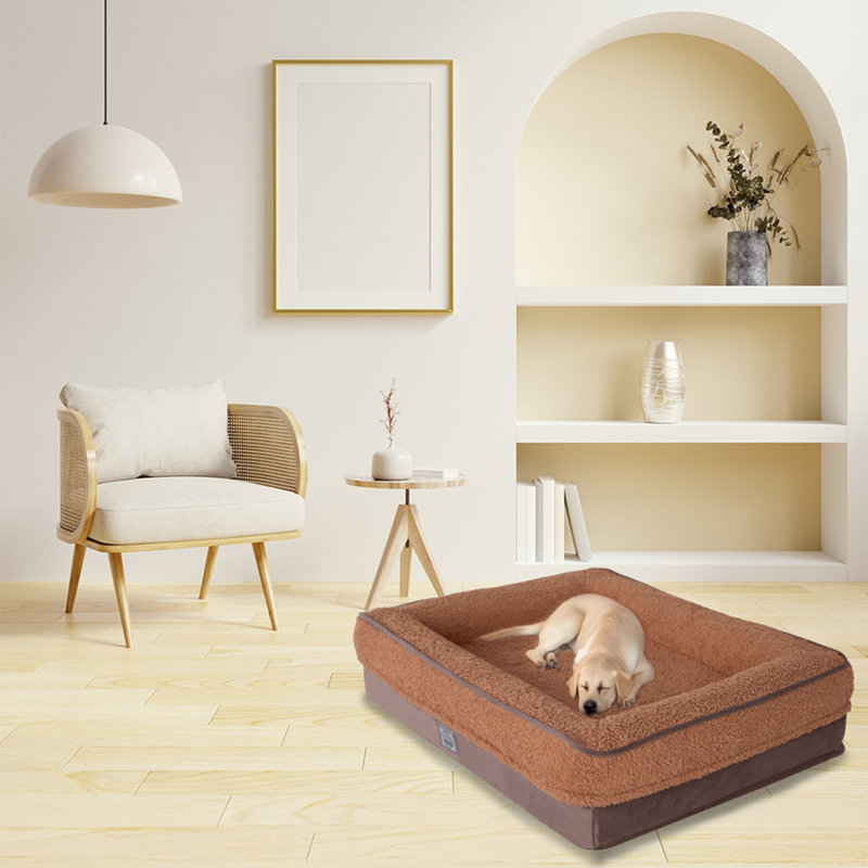 Jungolica Orthopedic Pet Bed, 75cm H x 55cm W x 19cm D, Dark Brown