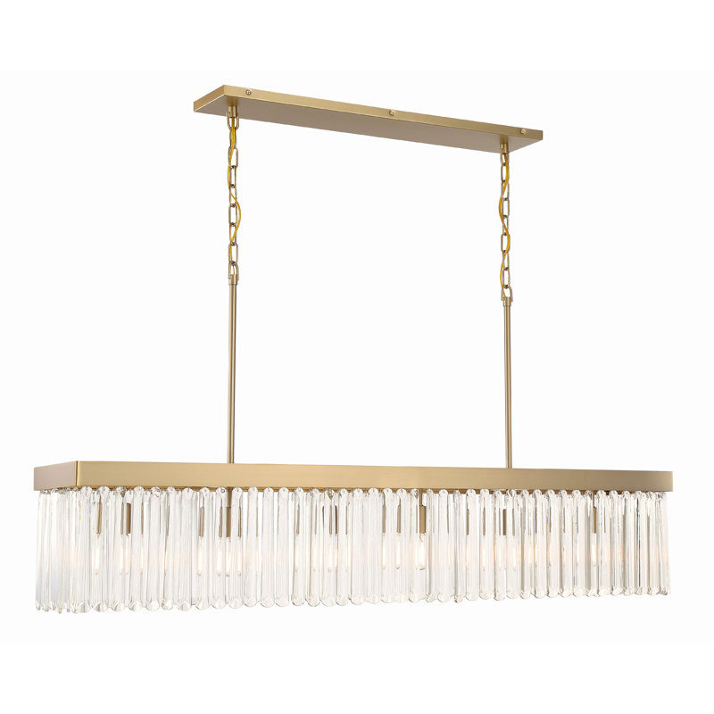 Sharee 6 Light Black Forged Linear Chandelier, Gold