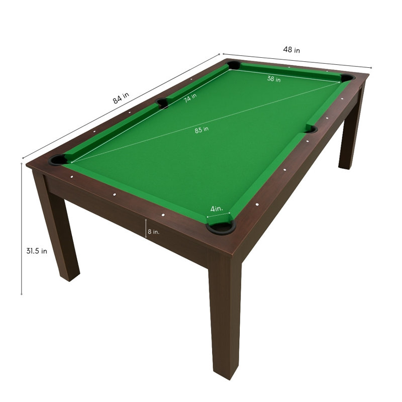 Table de billard convertible 7 pi avec plateau de salle à manger et accessoires de billard complets MISSISIPI, Vert