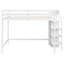 Lit mezzanine double blanc avec rangement intégré et escalier - Structure en bois de pin robuste pour escalier de chambre à coucher-1255935161