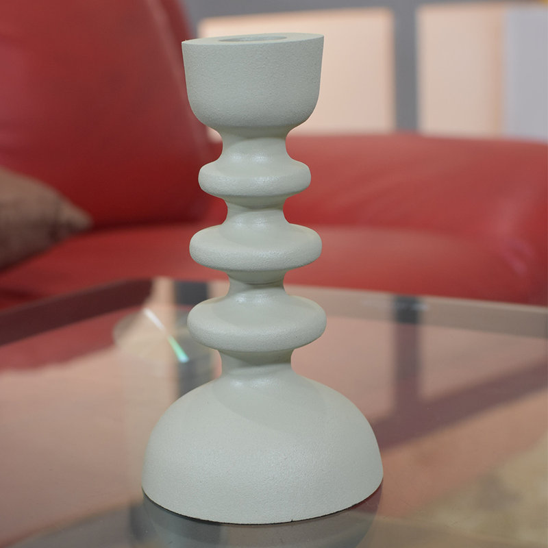 Bougeoir de table en aluminium, Blanc, H 17 po x l 6 po x P 21 po