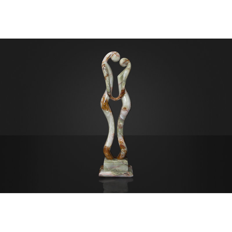Polished Green Onyx Couple in Love Statue