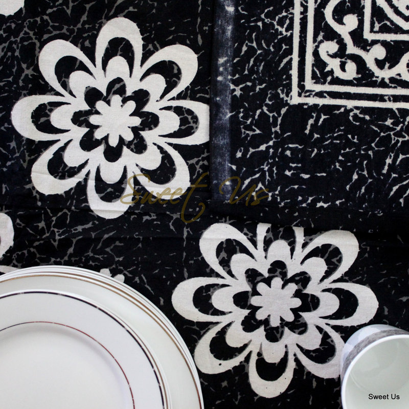 Nappe en coton 70x104, Noir / gris