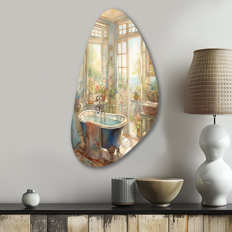 Elegant Bathroom Retreat I - Art mural asymétrique en métal, H 31 po x l 17 po