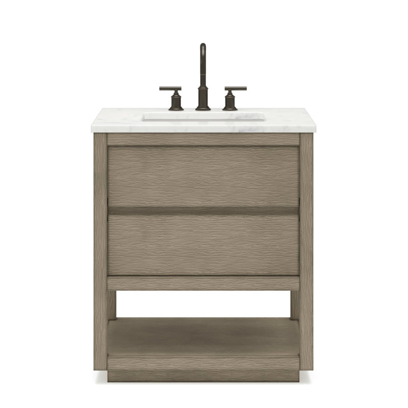 Arayana 30'' Single Bathroom Vanity with Marble Top, Gray Oak