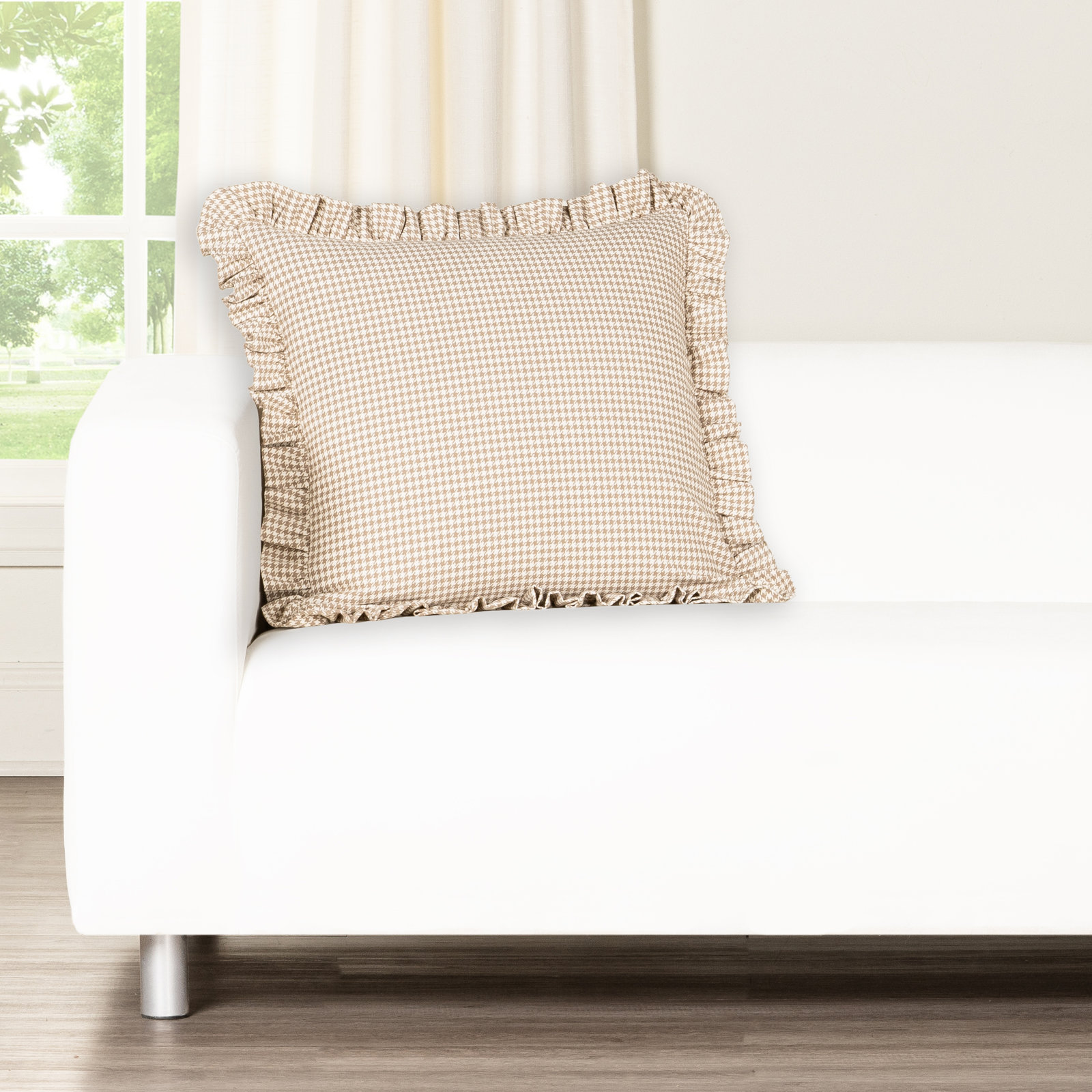 Birch Lane Sashay Ruffled Accent Pillow, Feather, Brown