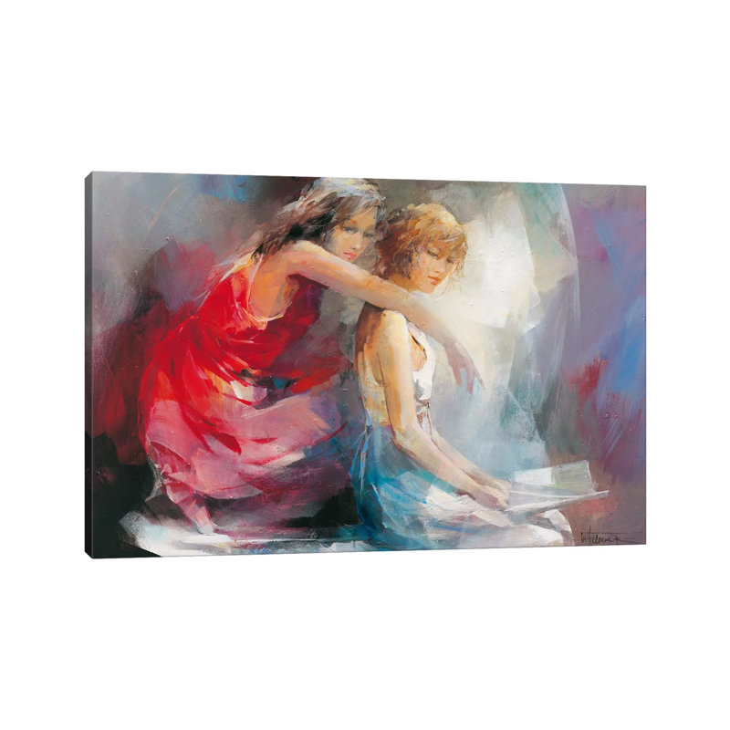 Two Girl Friends II by Willem Haenraets - Wrapped Canvas Painting, 20.32 cm H x 30.48 cm W
