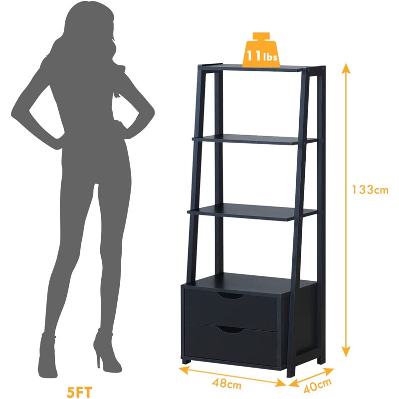 133cm H x 48cm W Engineered Wood Ladder Shelf Bookcase