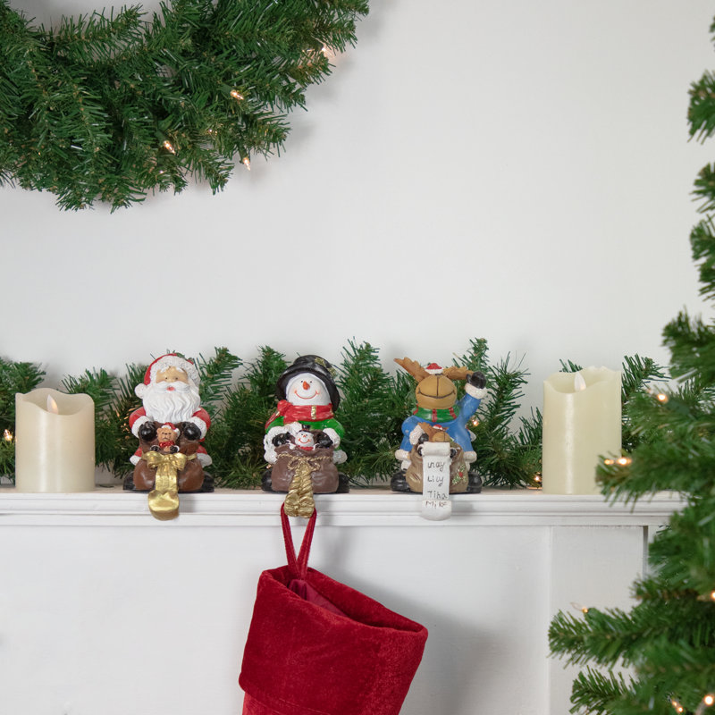 Set of 3 Santa Snowman and Reindeer Christmas Stocking Holders 5.25"