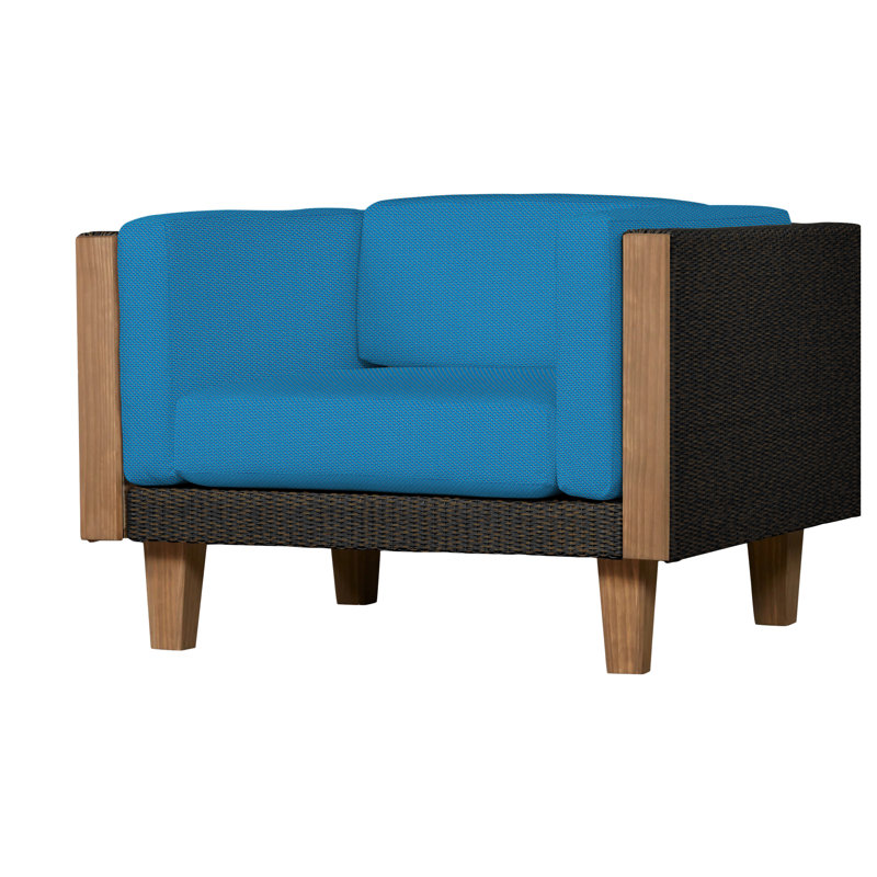 Catalina Outdoor Teak Lounge Chair, Flagship Lapis Sunbrella®, Mink