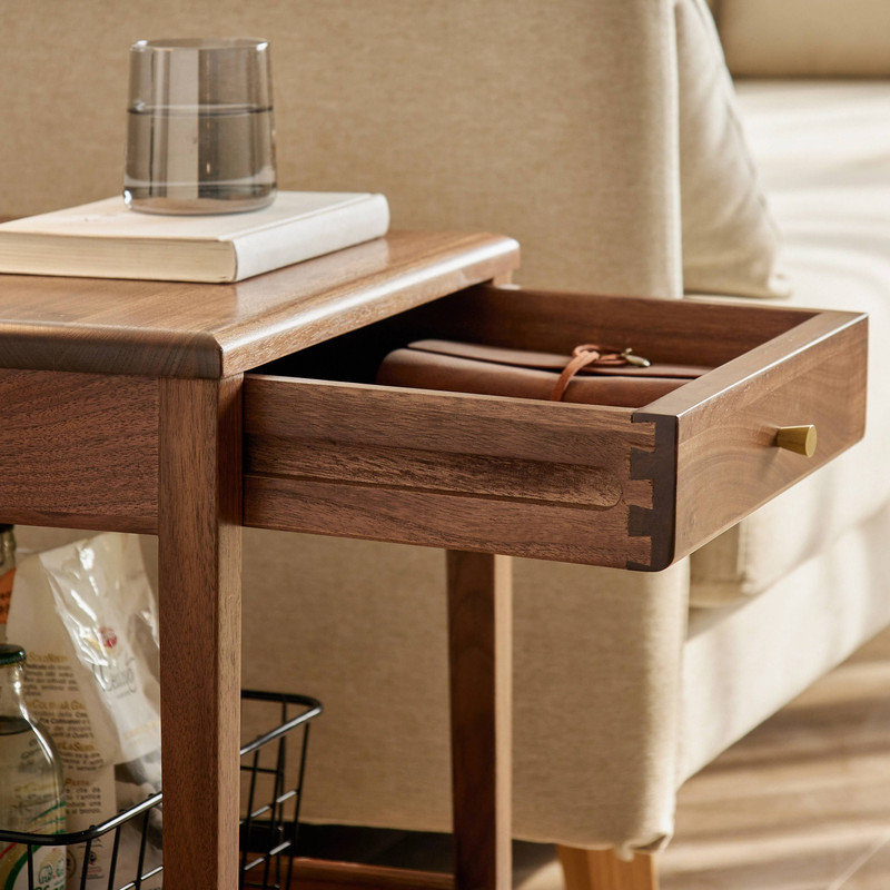 Petite table de bout en bois massif 15 po avec tiroir