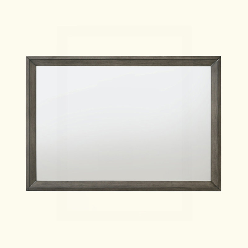 41" x 27" Rectangular Wood Framed Wall Mirror, Non-Beveled Glass Landscape Mirror for Vanity & Bedroom