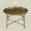 Table basse ronde avec plateau martelé, table d'appoint centrale en métal rétro, parfaite pour les intérieurs modernes et rustiques